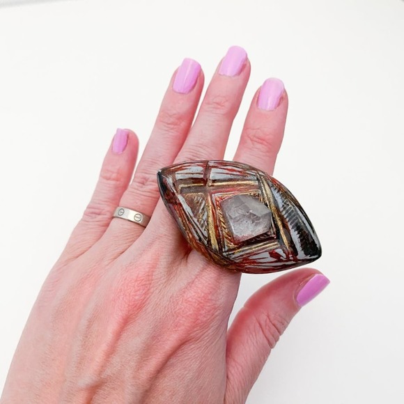 Adina Mills Crystal Ring XL Statement Eye Quartz - Picture 10 of 10